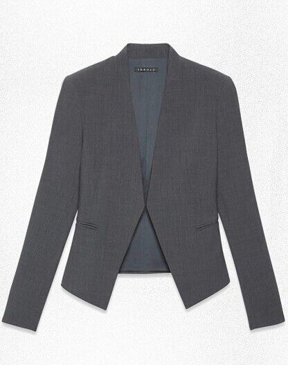 女士無領(lǐng)灰色西服定制 女士無領(lǐng)灰色西服定制